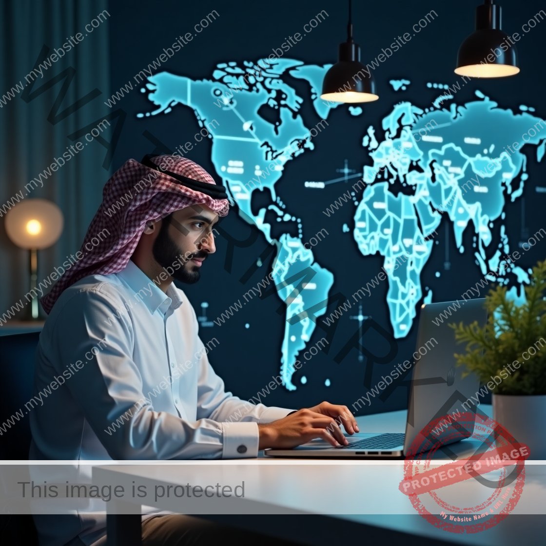 مميزات التجارة الالكترونية : كيف تجعل العصر الرقمي يعمل لصالحك؟ 1 مميزات التجارة الالكترونية متجر إلكتروني سعودي يدعم الشحن إلى دول متعددة حول العالم – رائد أعمال يستخدم لابتوب مع خريطة رقمية